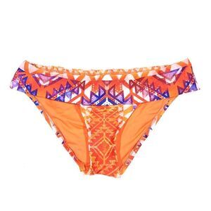BECCA Rebecca Virtue Tulum Fold Over Hipster Bikini Bottoms Orange Aztec Medium